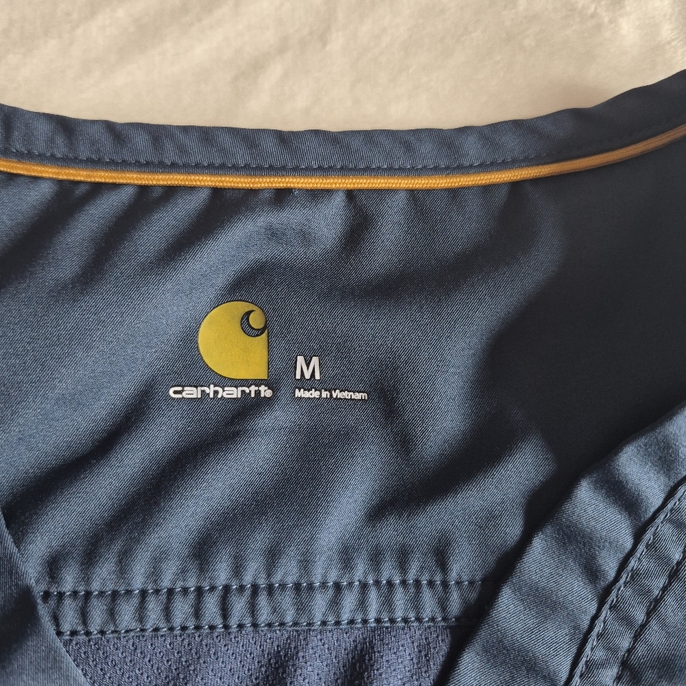 Carhartt Scrub Top Size Medium Unisex Navy Blue Back Ventilation Front Pocket - Picture 3 of 13